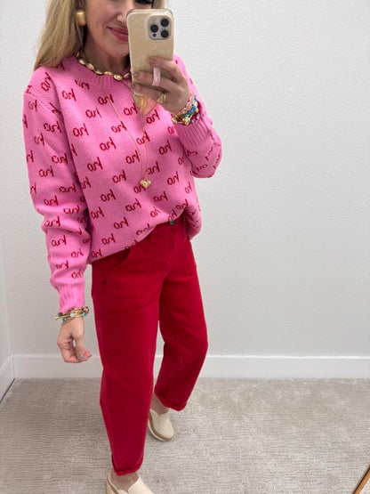 Pink and Red Ho Ho Ho Sweater