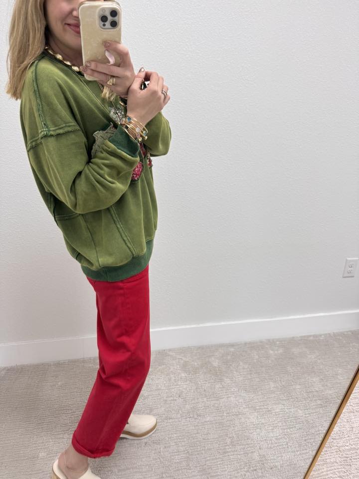 Juniper Green Fruit Patch Pullover Top