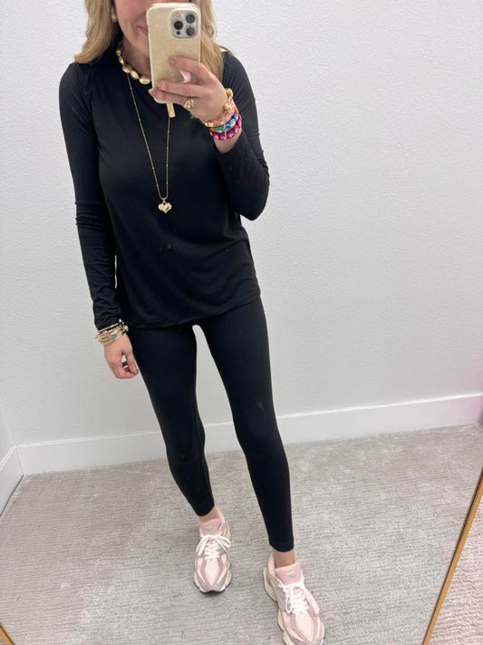 Black Brushed DTY Microfiber Lounge Wear Set