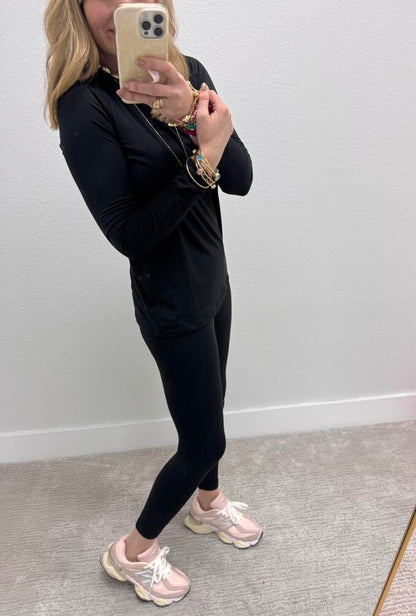 Black Brushed DTY Microfiber Lounge Wear Set