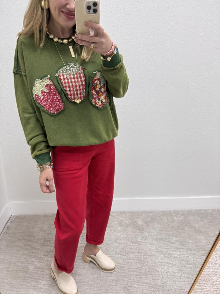 Red Risen Ankle Cuffed Jeans