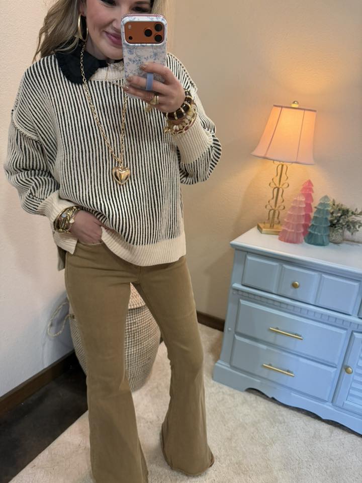 Navy Two Tone Crew-Neck Sweater