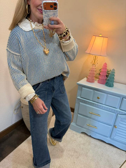 White Ruffle Accent Button Down Lovely Shirt