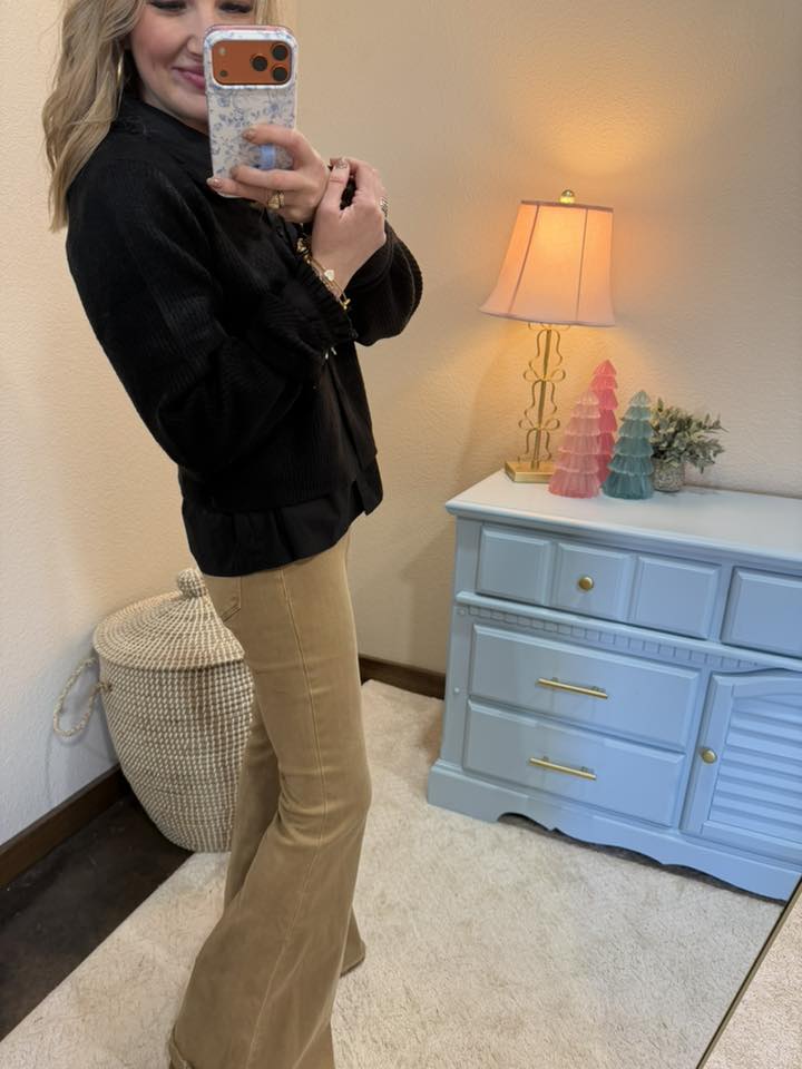 Black Sparkly Bow Embellished Cardigan