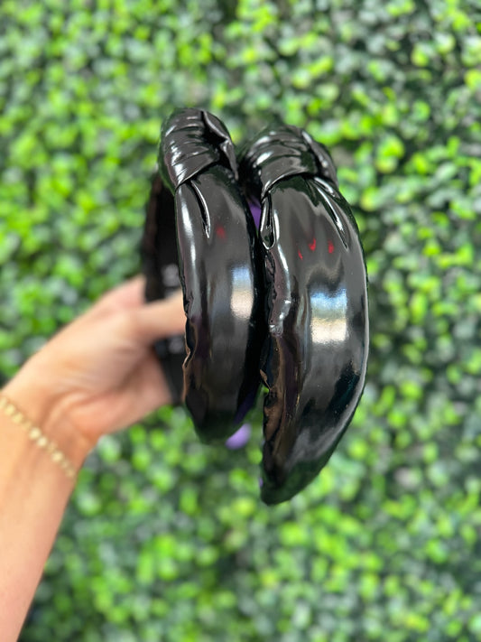 Patent Black Knotted Headband (2 sizes)