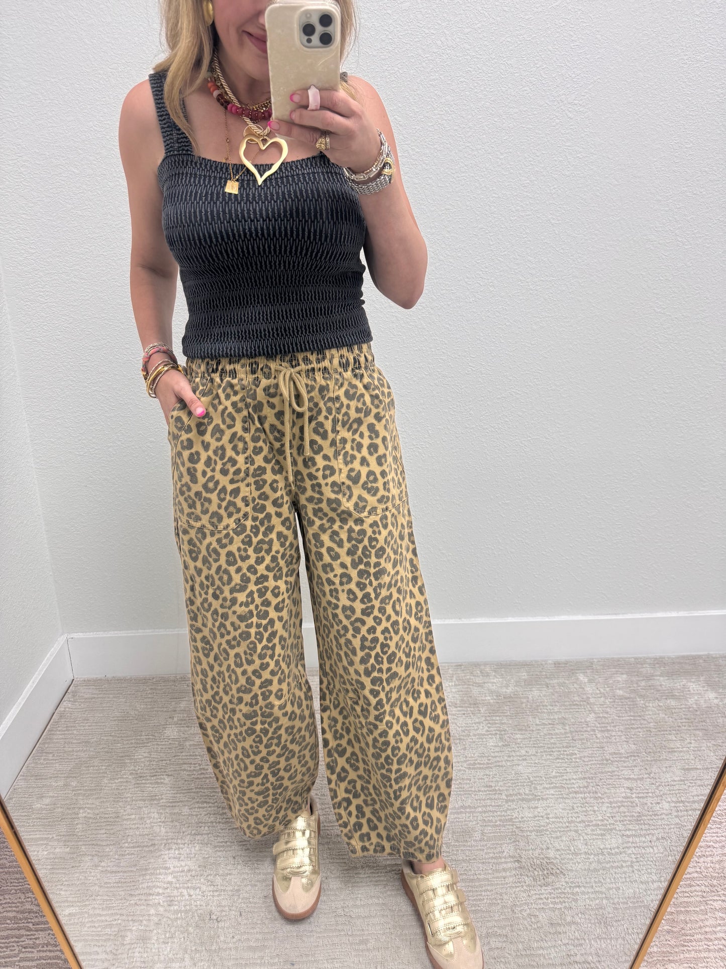 Leopard Denim Jogger Pants