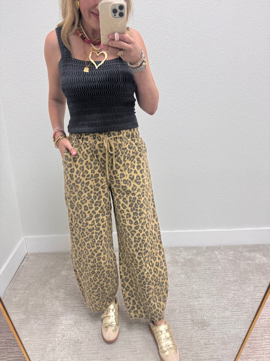 Leopard Denim Jogger Pants