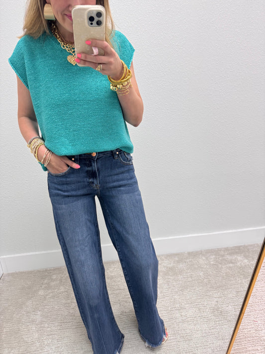 Aug11- Turquoise Knit Sweater Tank