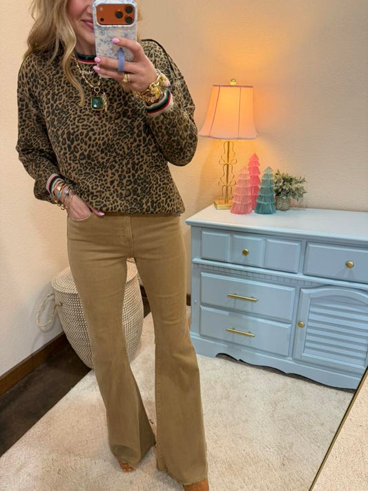 Multi Colored Trim Leopard Top