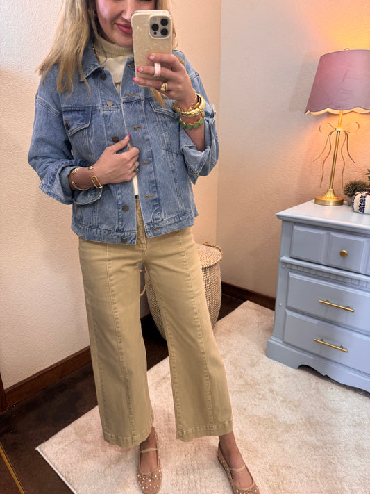Risen Latte Tummy Control Front Seam Jeans