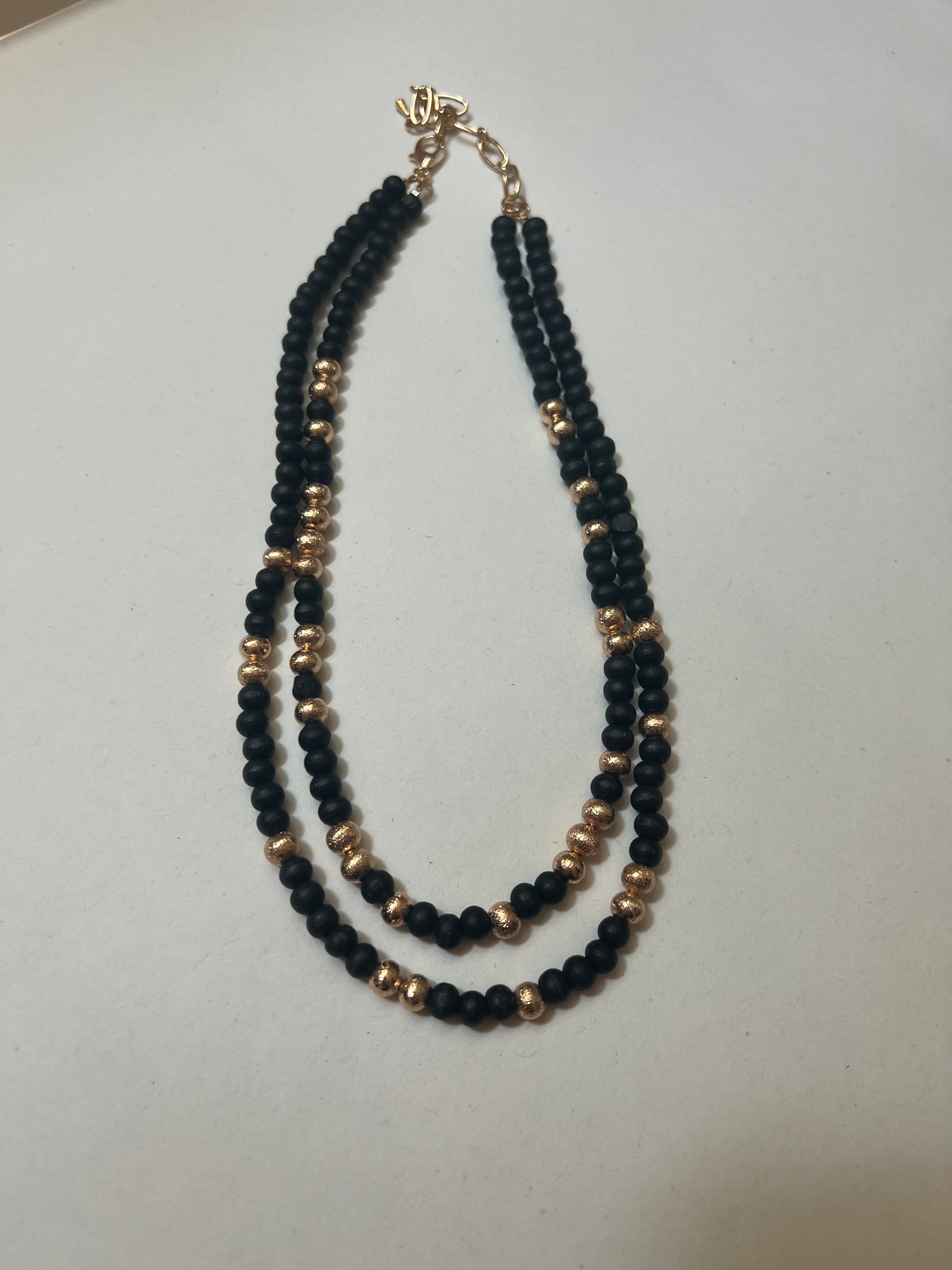 Double Wood Bead Necklace (2 colors!)