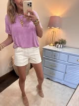 Mauve Ribbed Short Sleeve