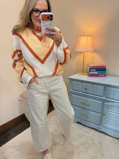 Canary Yellow and Lace Overlay Top