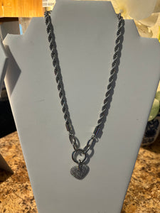 Crystal Heart Rope Chain Necklace with Magnetic Closure (Silver and Gold!)