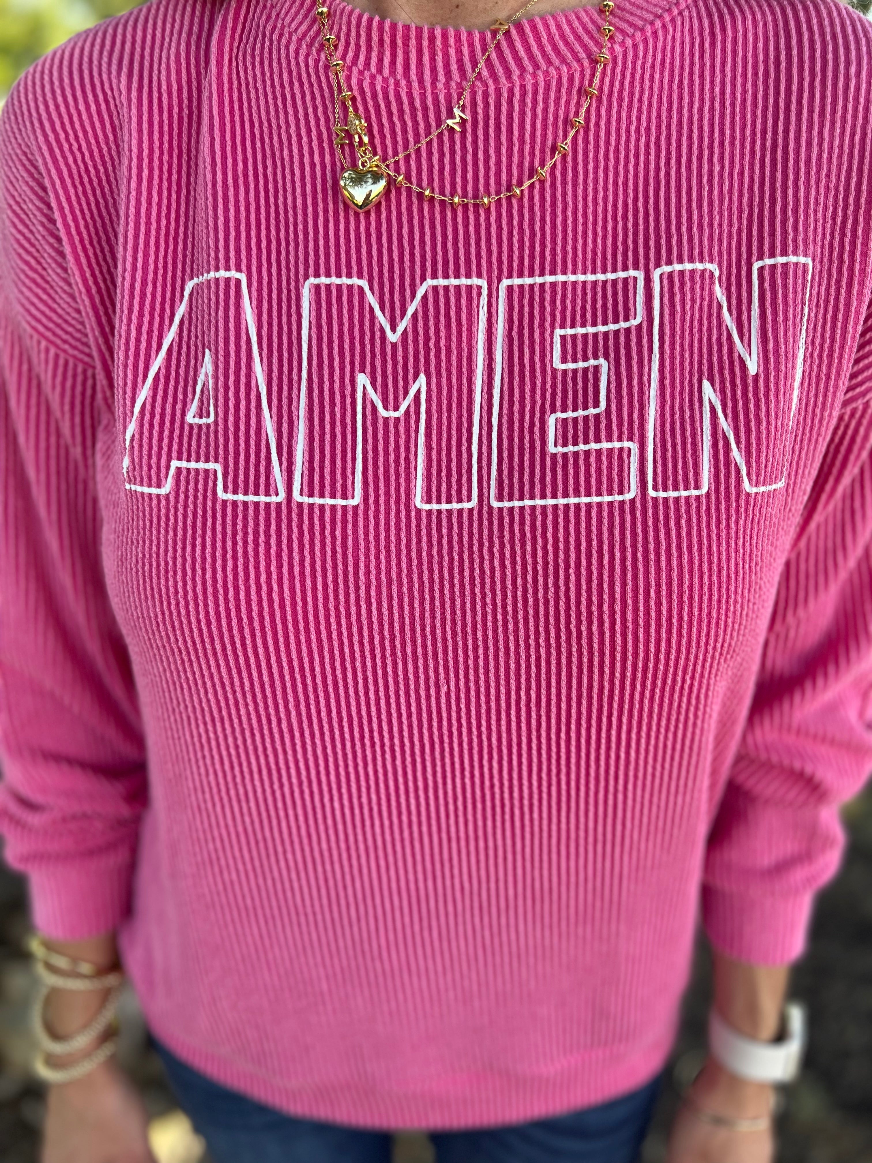 Ribbed Amen Graphic Sweatshirt