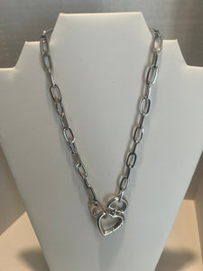Heart Link Necklace (Silver and Gold)