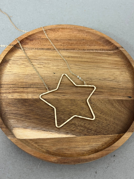 Drop Down Star Outline Necklace