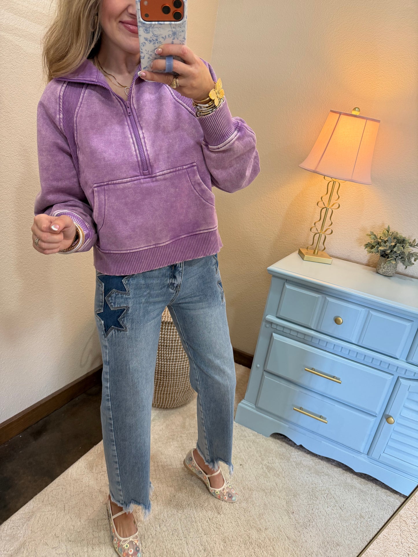 Crop High Rise Star Front Jeans