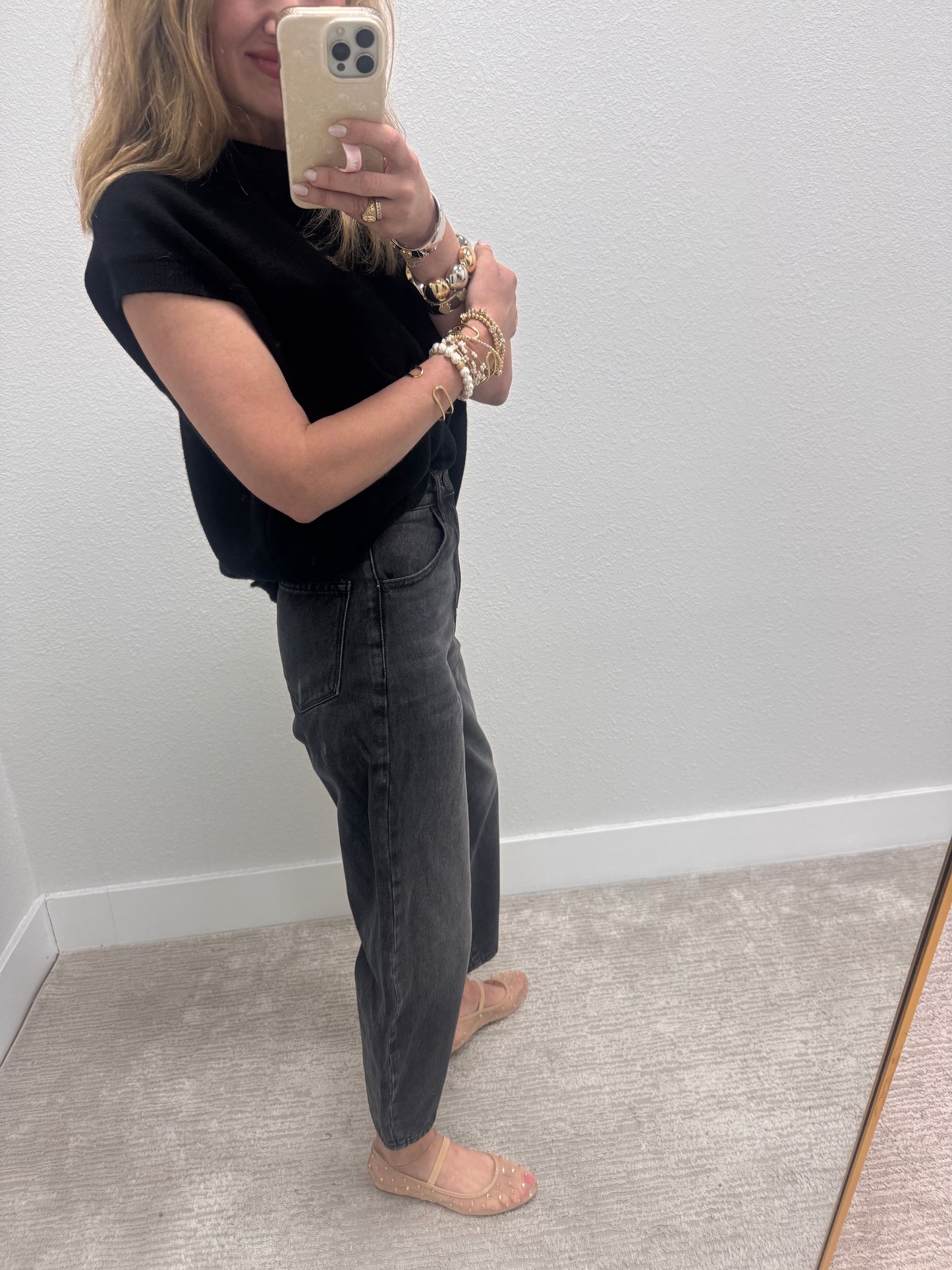 KanCan Dark Gray/Black Barrel Jeans