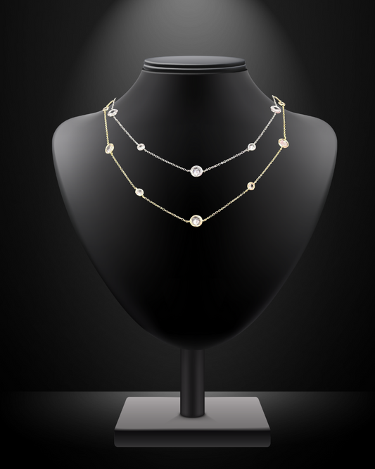 Lux Crystal Chain Necklace (silver and gold)