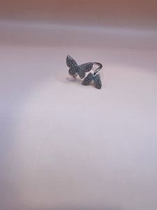 Crystal Adjustable Butterfly Ring (Silver and Gold!)
