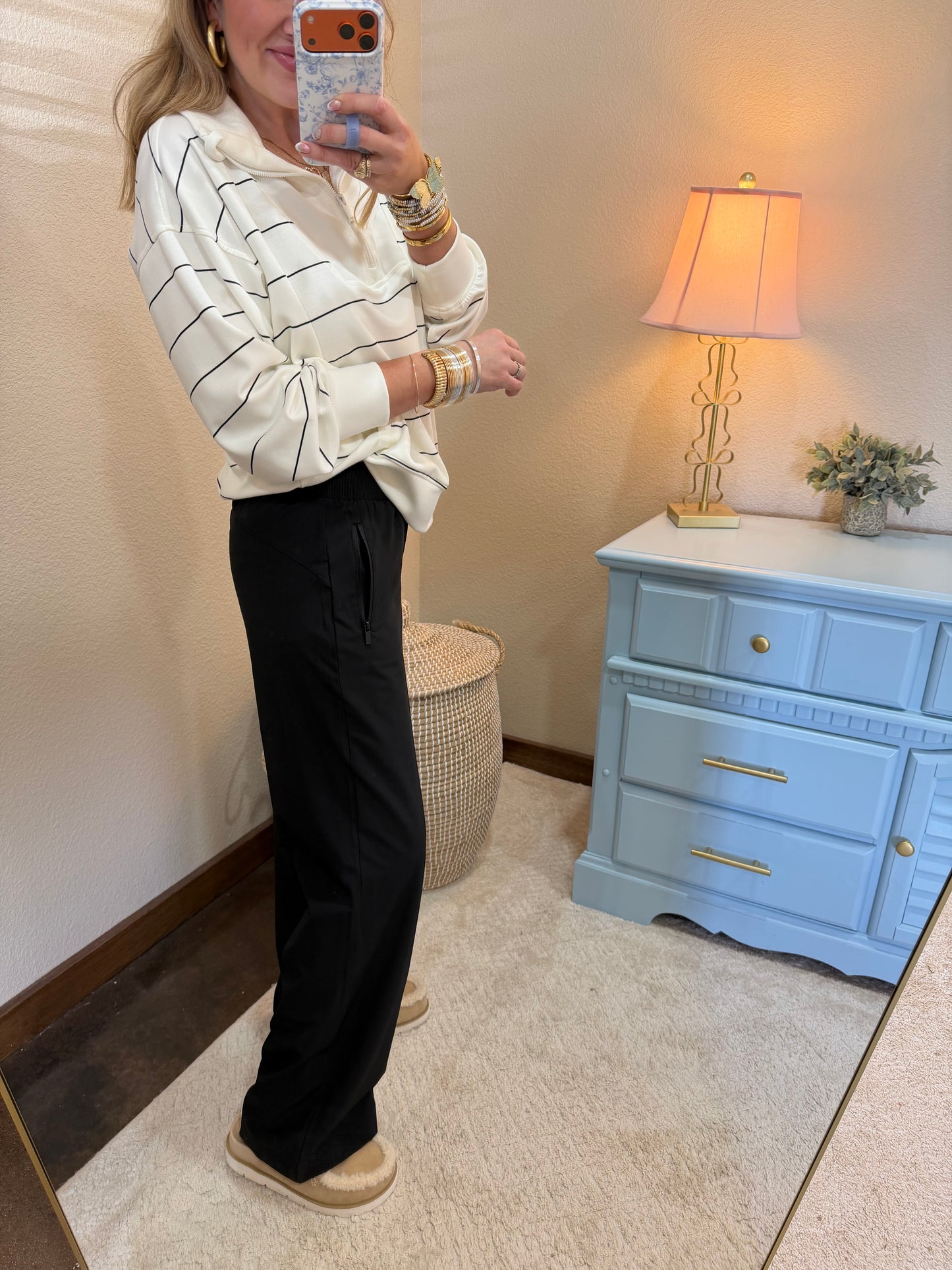 Black Stretch Straight Leg Aithlesure Pants