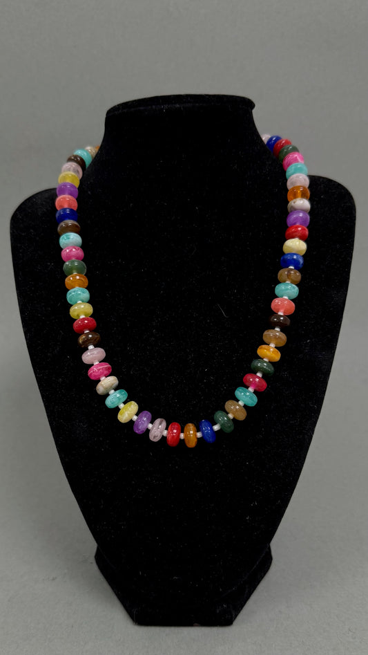Flat Bead Multi Colored Necklace