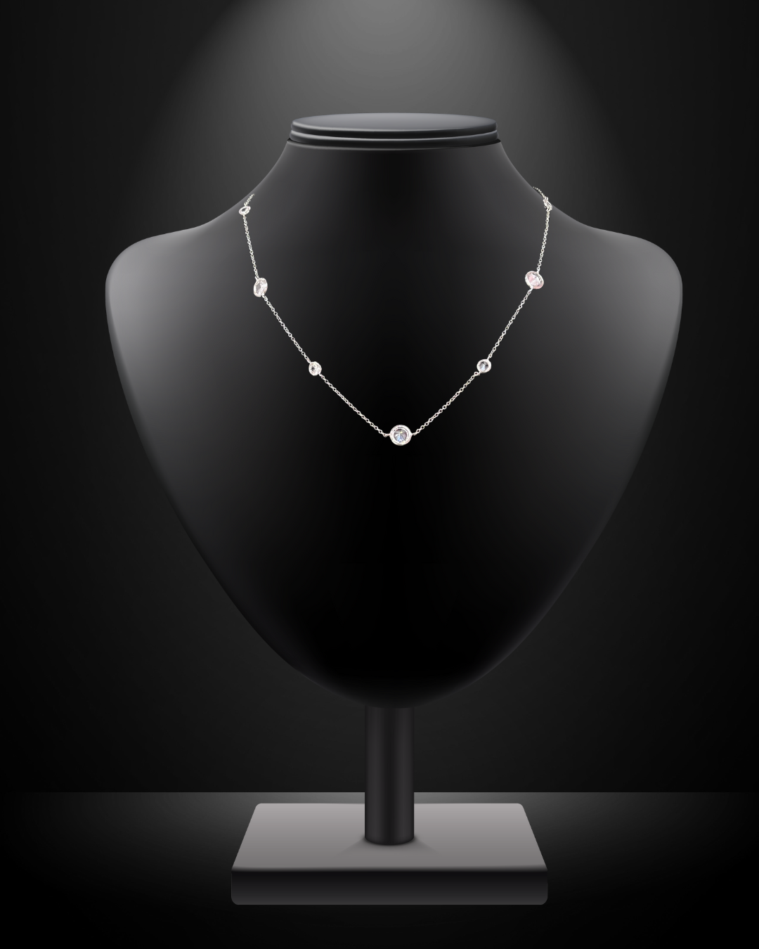Lux Crystal Chain Necklace (silver and gold)