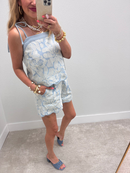 Aug11- Light Blue Floral Embroidered Set