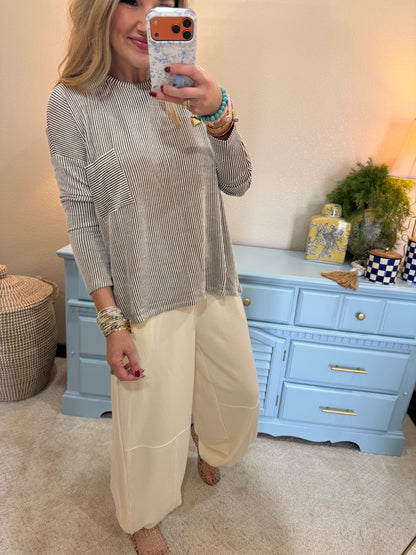 Taupe Ribbed Long Sleeve Top
