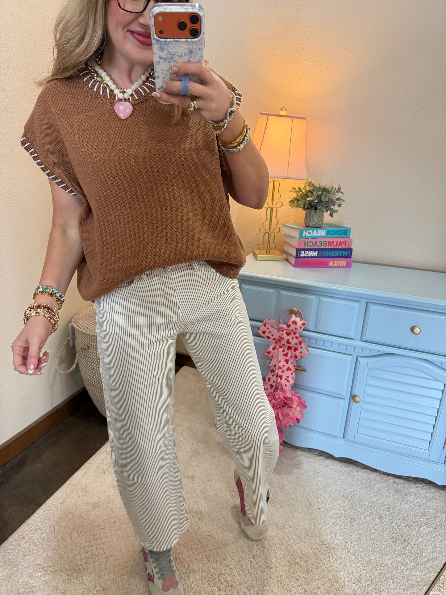 Camel Stitch Detailed Sweater Vest Top