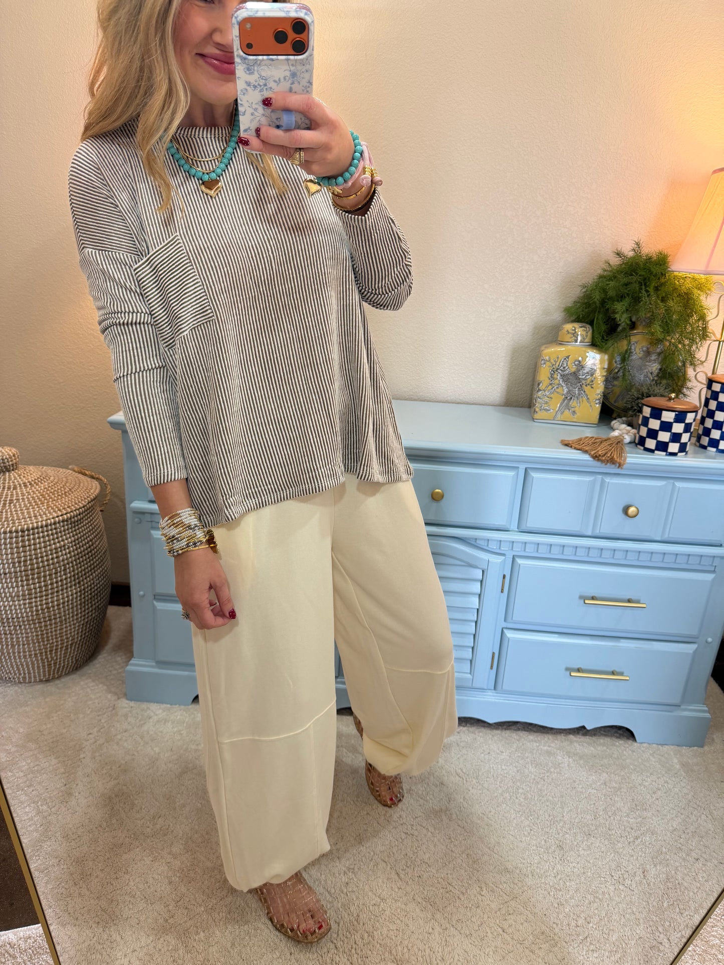 Taupe Ribbed Long Sleeve Top