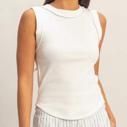 Off White Seam Detail Tank Top