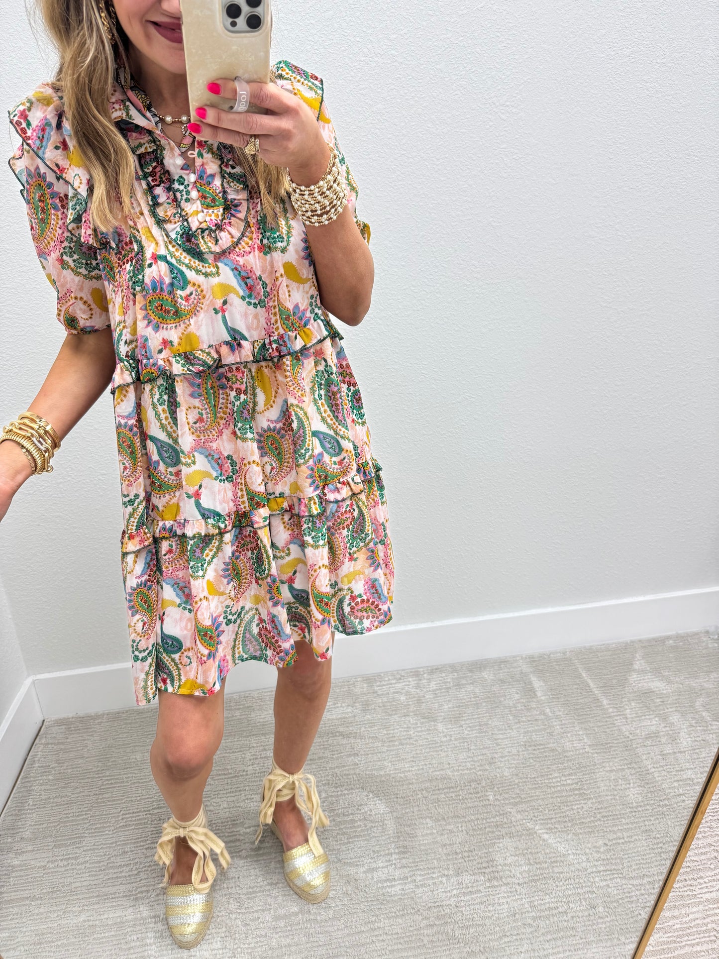 Floral Paisley Printed Mini Dress