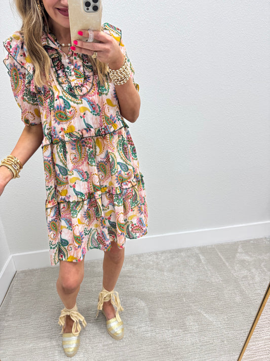 Floral Paisley Printed Mini Dress