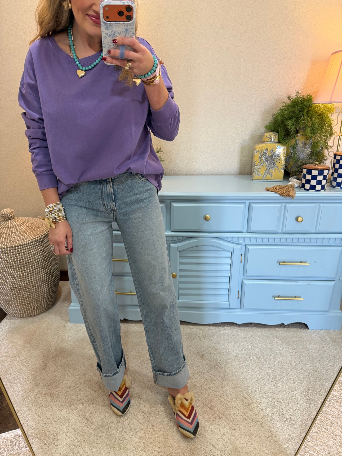 High Rise Cuffed Wide Leg Jeans