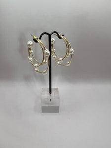 Triple Pearl Hoop (Silver and Gold)