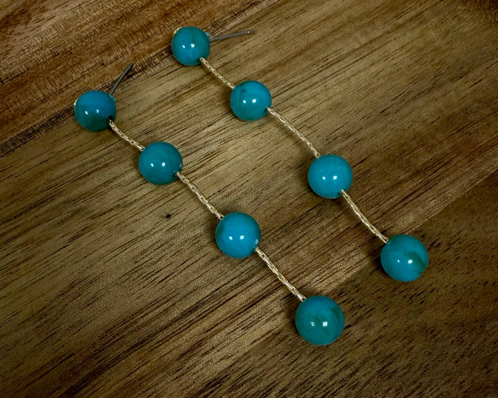Turquoise Drop Down Bead Earrings – Cactus Joys