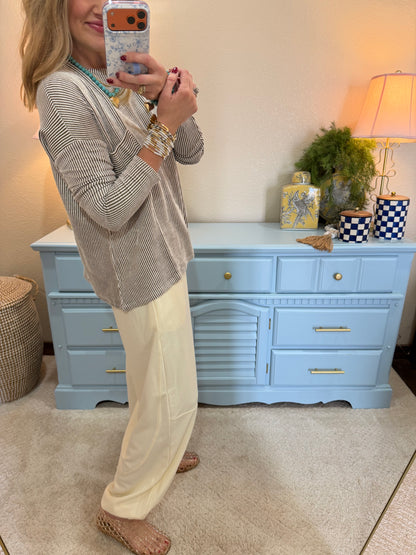 Taupe Ribbed Long Sleeve Top