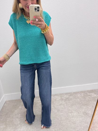 Turquoise Knit Sweater Tank
