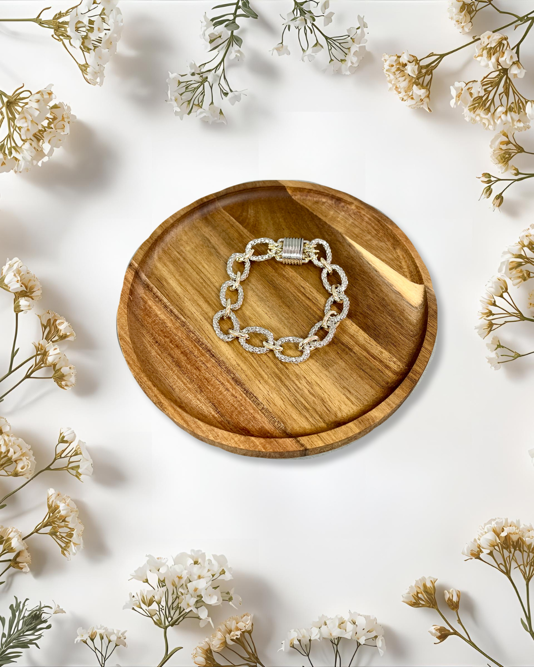 Silver with Gold Link Magnetic Bracelet