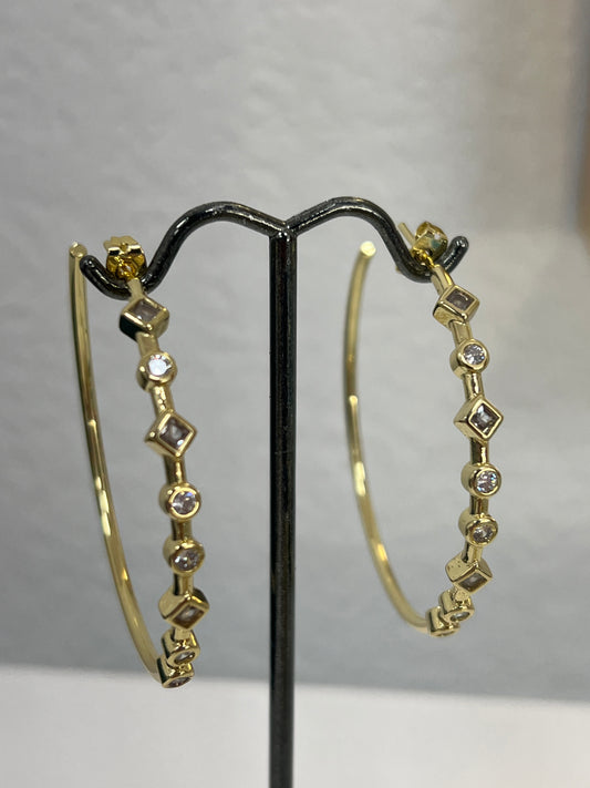 Diamond Studded Hoops