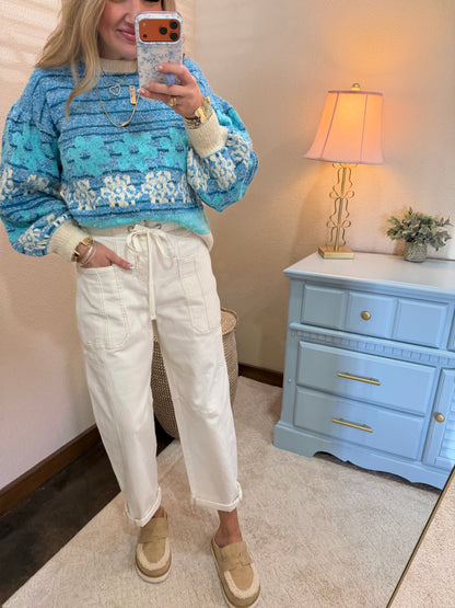 Cream Risen Cargo Pocket Barrel Cuff Jeans