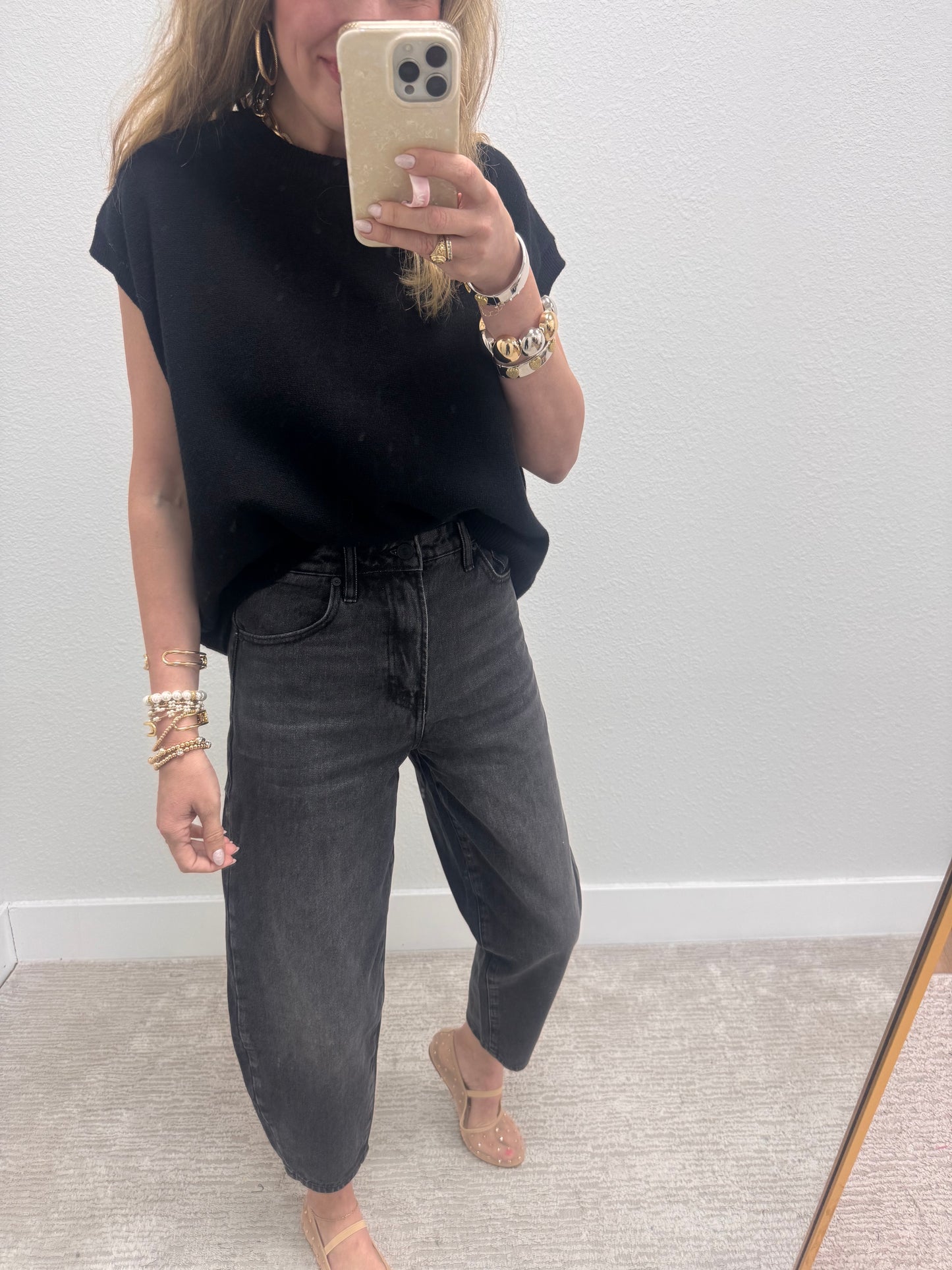 KanCan Dark Gray/Black Barrel Jeans