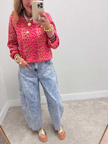 Mineral Washed Barrel Jeans