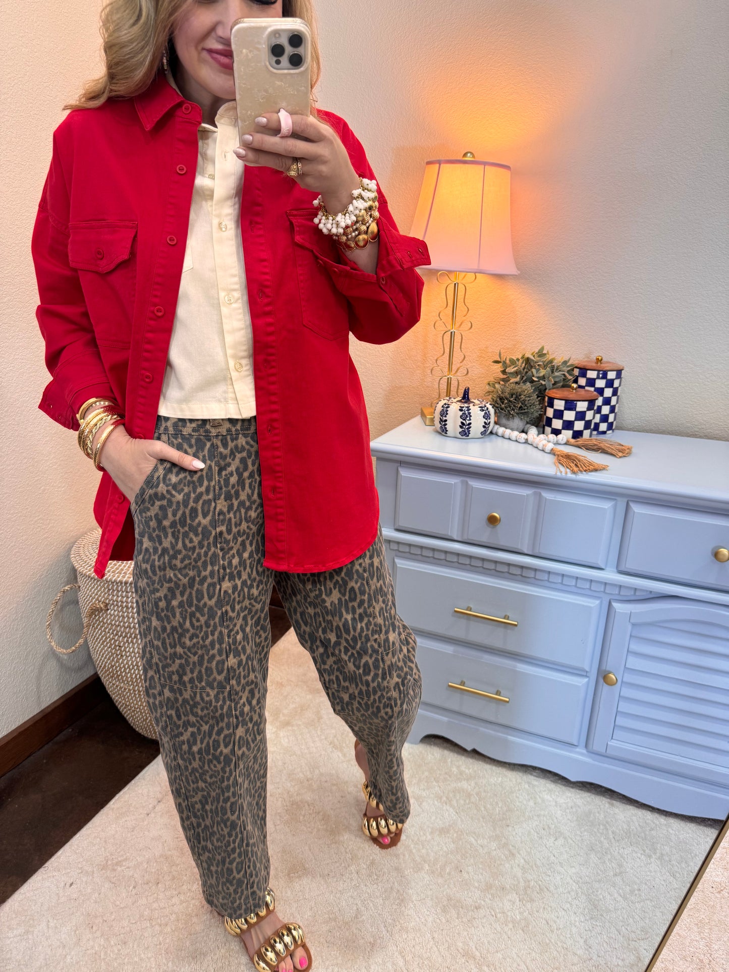 Risen Scarlet Oversized Shirt Jacket