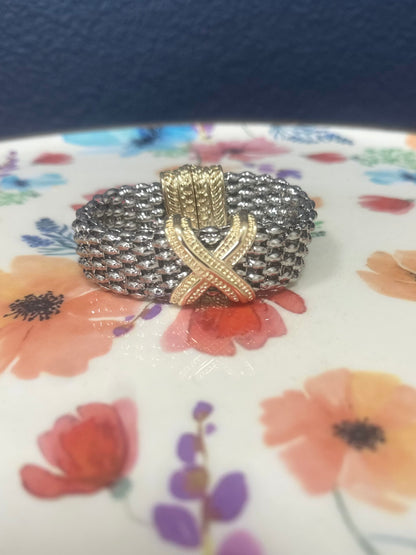 Thick Magnetic X Mixed Metal Band Bracelet