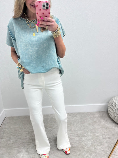 White Judy Blue Flare Side Slit Jeans FS