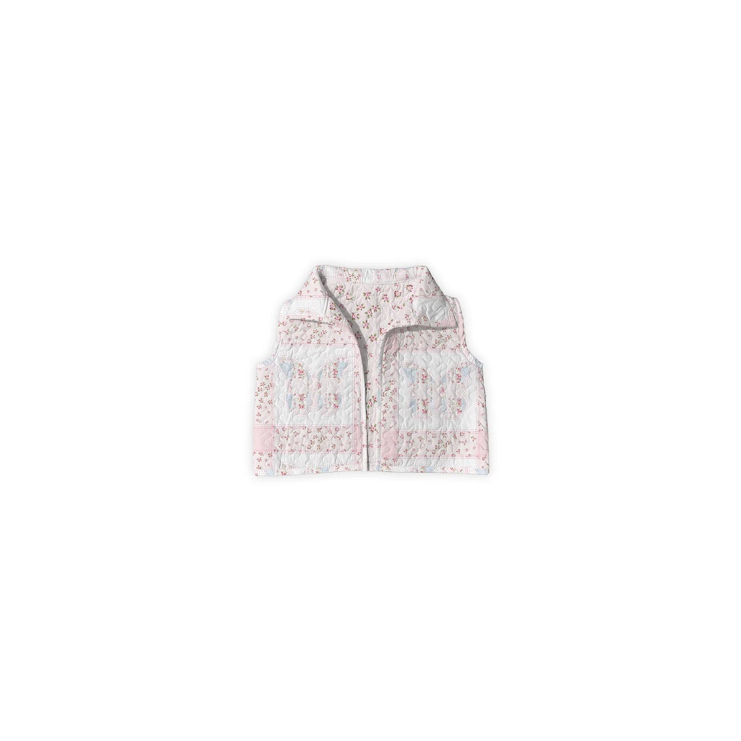 Ida Mae Butterfly Patchwork Pastel Quilted Cate Vest