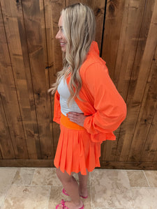 Orange Jacket and Skirt Two Piece Set